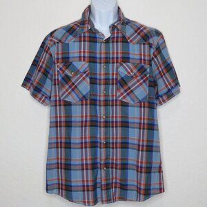 J.A.C.H.S. Clothing Co.* Men's Short Sleeve Snap‎ Down Pocket Plaid Shirt~ Large